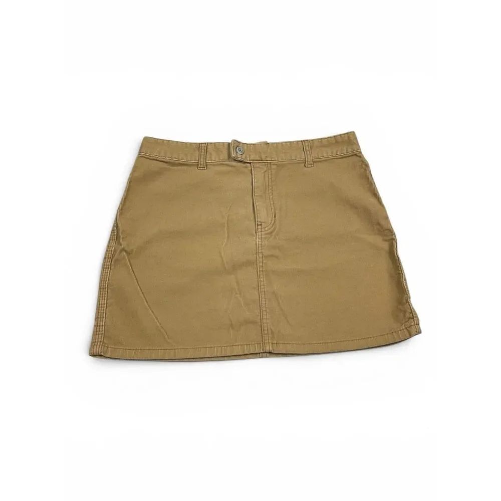 GAP Corduroy Mini Pencil Skirt Tan 90s Y2K Stretch Utility Casual Comfort Size 8